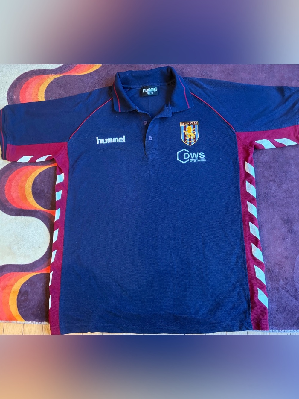 Retro Hummel Aston Villa Navy with Claret Panel Polo Shirt